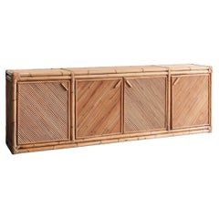 Vintage Bamboo xl cabinet from the 70ties, ratan sideboard 