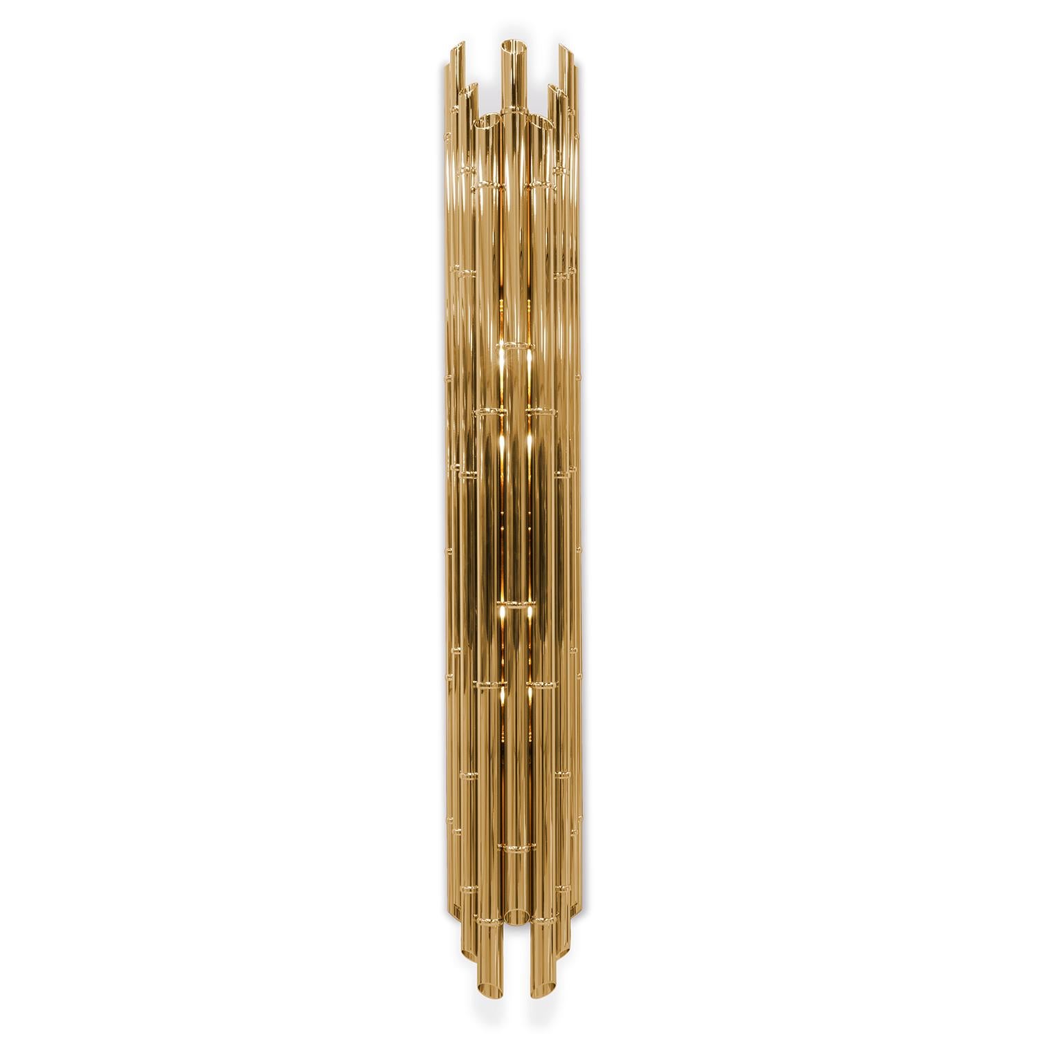 Wall lamp bamboo XL with all structure 
in solid brass in polished finish.
Also available in Bamboo medium size, on request.