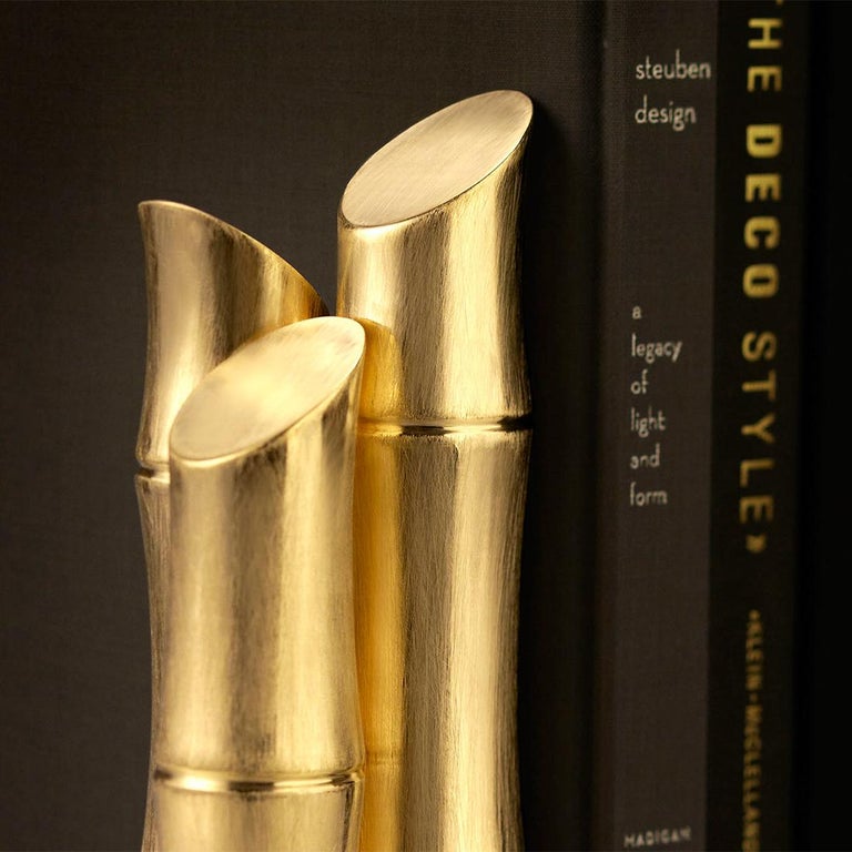 Bamboos Gold Set of 2 Bookends For Sale at 1stDibs