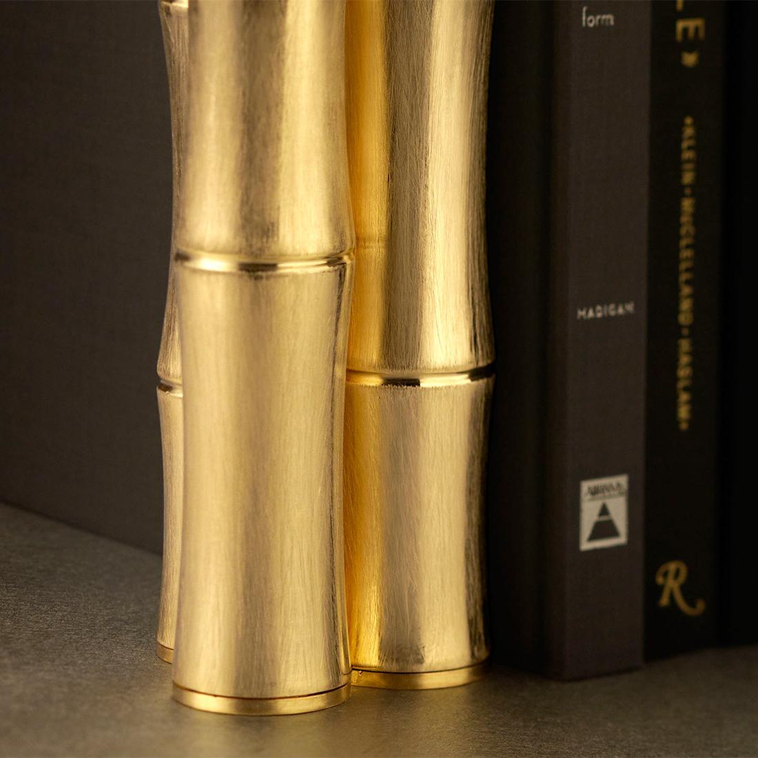 Portuguese Bamboos Gold Set of 2 Bookends For Sale