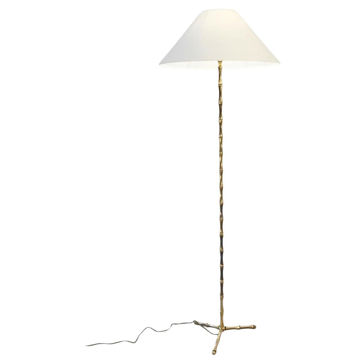 A SHABBY-CHIC NEO-CLASSIC "Bamboo" FLOOR LAMP by MAISON BAGUES, France 1960 For Sale