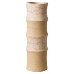Vase de sol Bambou Nakano en travetine et marbre rose - Studio Gaïa