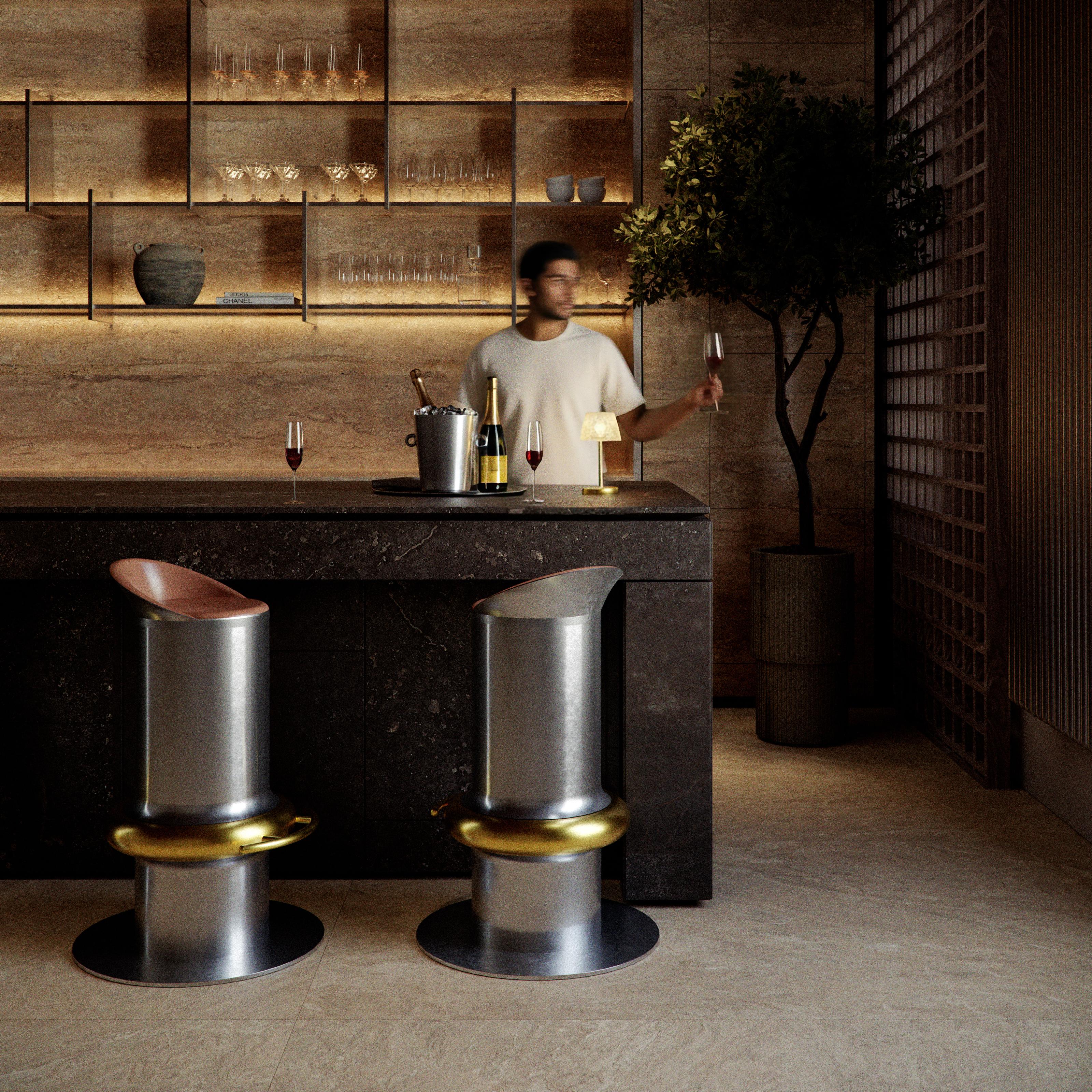 Buriné Tabouret de bar Bambu Studio Namit Khanna en vente