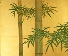 Bambù su foglia d'oro - Paravento Giapponese a due pannelli del XX° secolo.