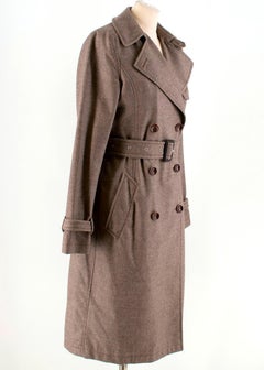 Bamford Brown Wool Trench Coat with detachable cashmere lining - Size US 4