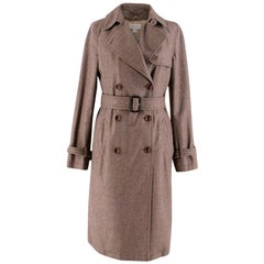 Bamford Brown Wool Trench Coat with detachable cashmere lining - Size US 4