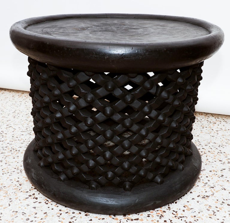 Bamileke African Tribal Art Side Tables In Distressed Condition For Sale In North Miami, FL