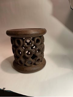 Bamileke African wood circle tribal table