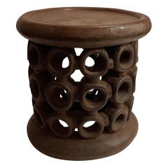Bamileke African wood circle tribal table