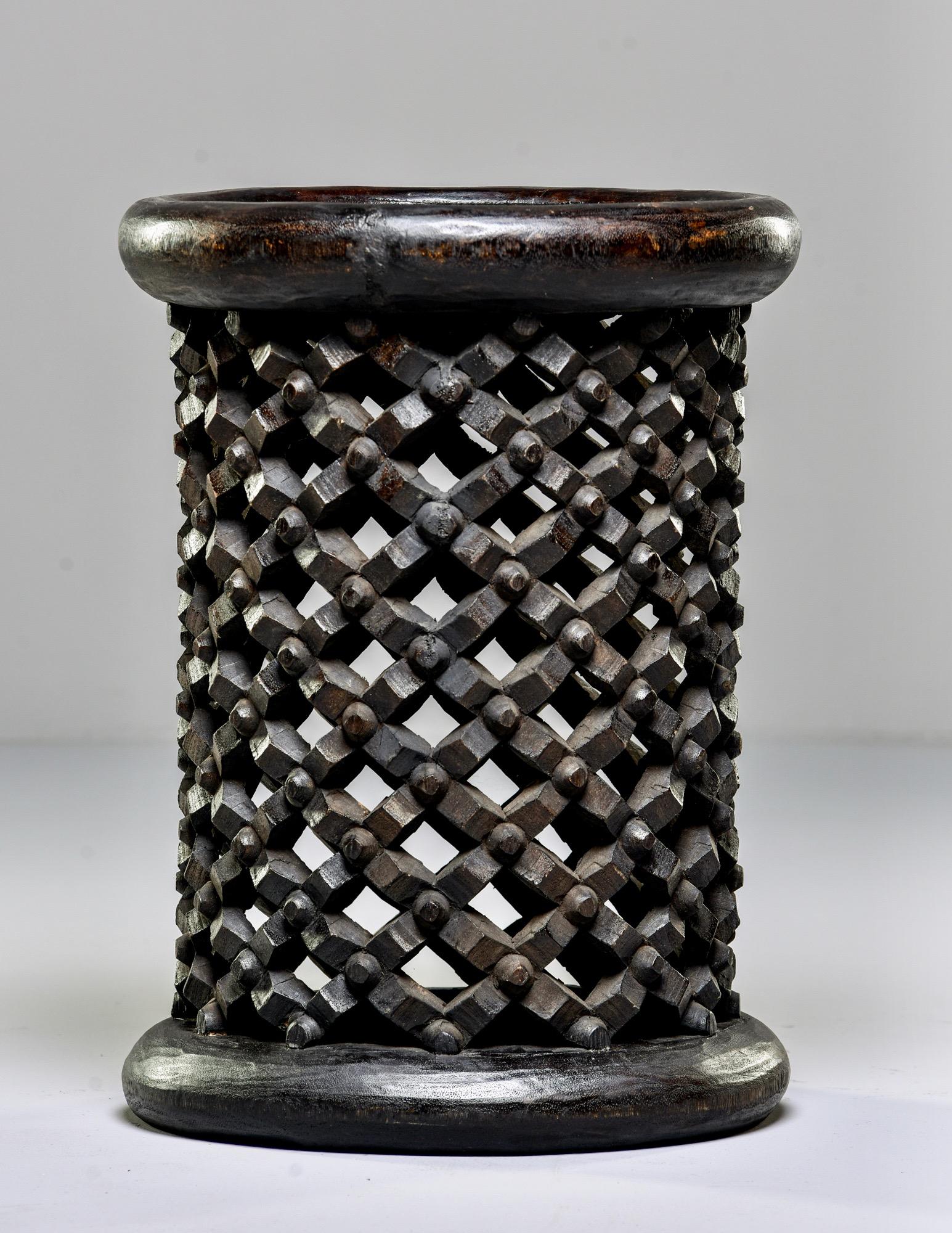 Tribal Bamileke Cameroon Pedestal Style Carved Stool or Side Table