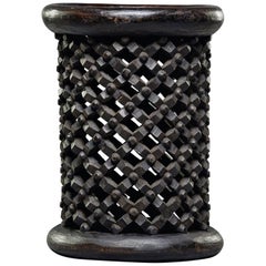 Bamileke Cameroon Pedestal Style Carved Stool or Side Table