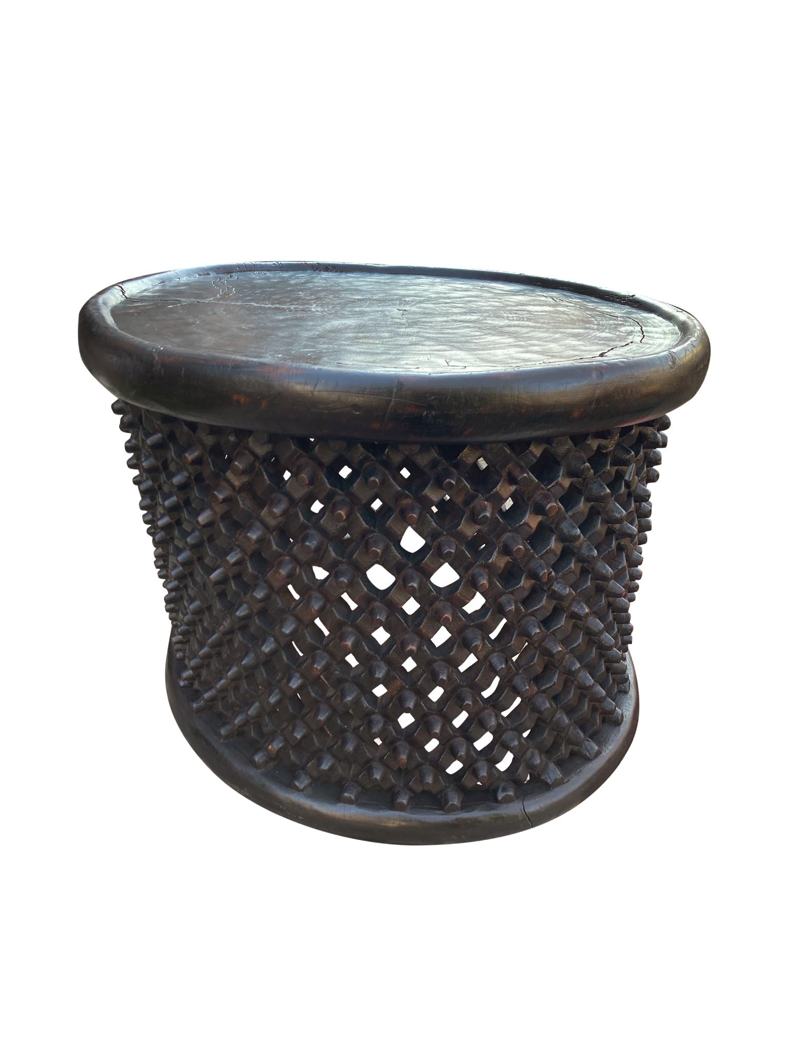 African Bamileke Carved Round Table