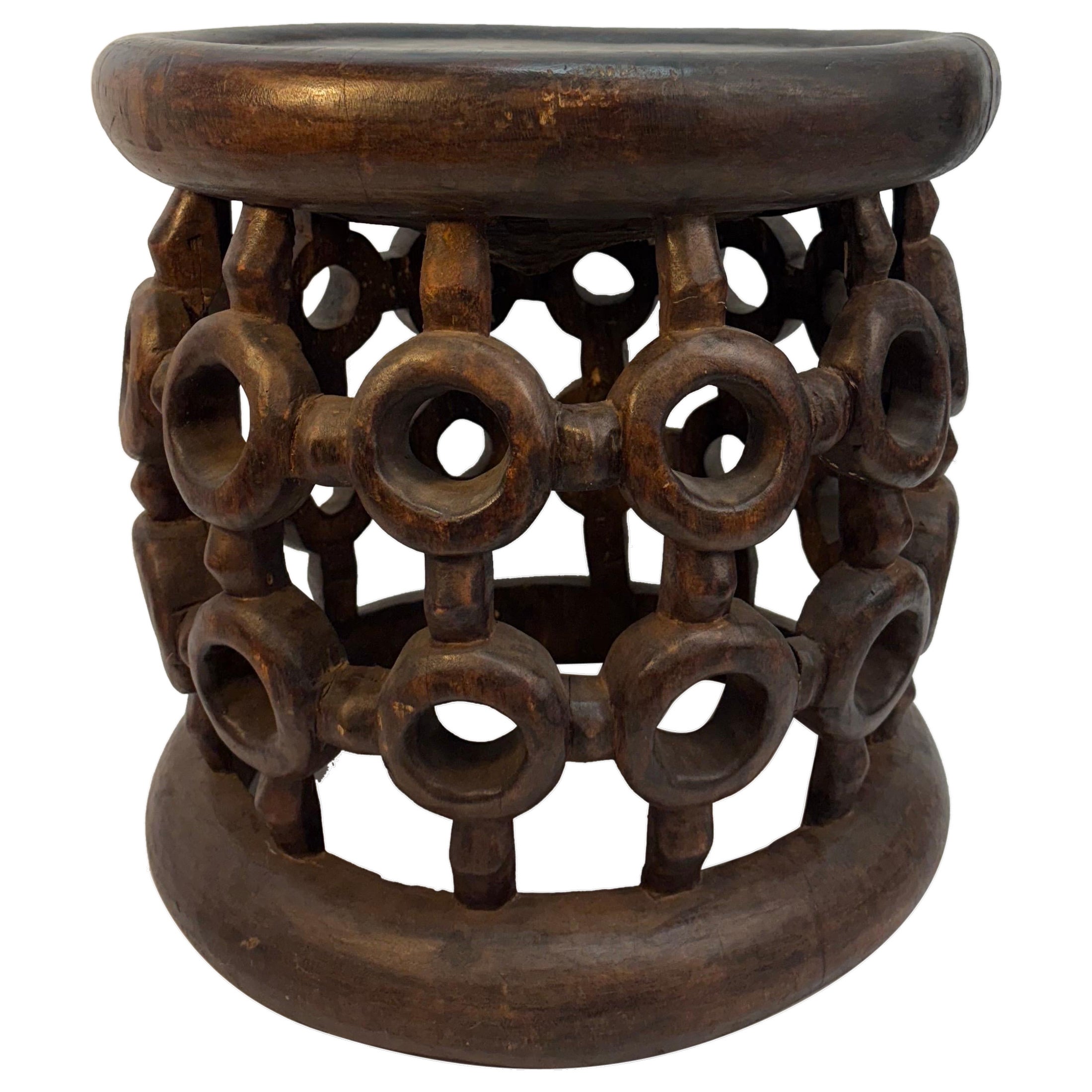 Tabouret Bamileke circle design du Cameroun en vente