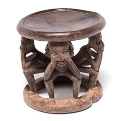 Bamileke Figurative Round Stool