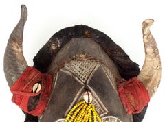 Bamileke Horned Tribal Mask from Cameroon, Africa