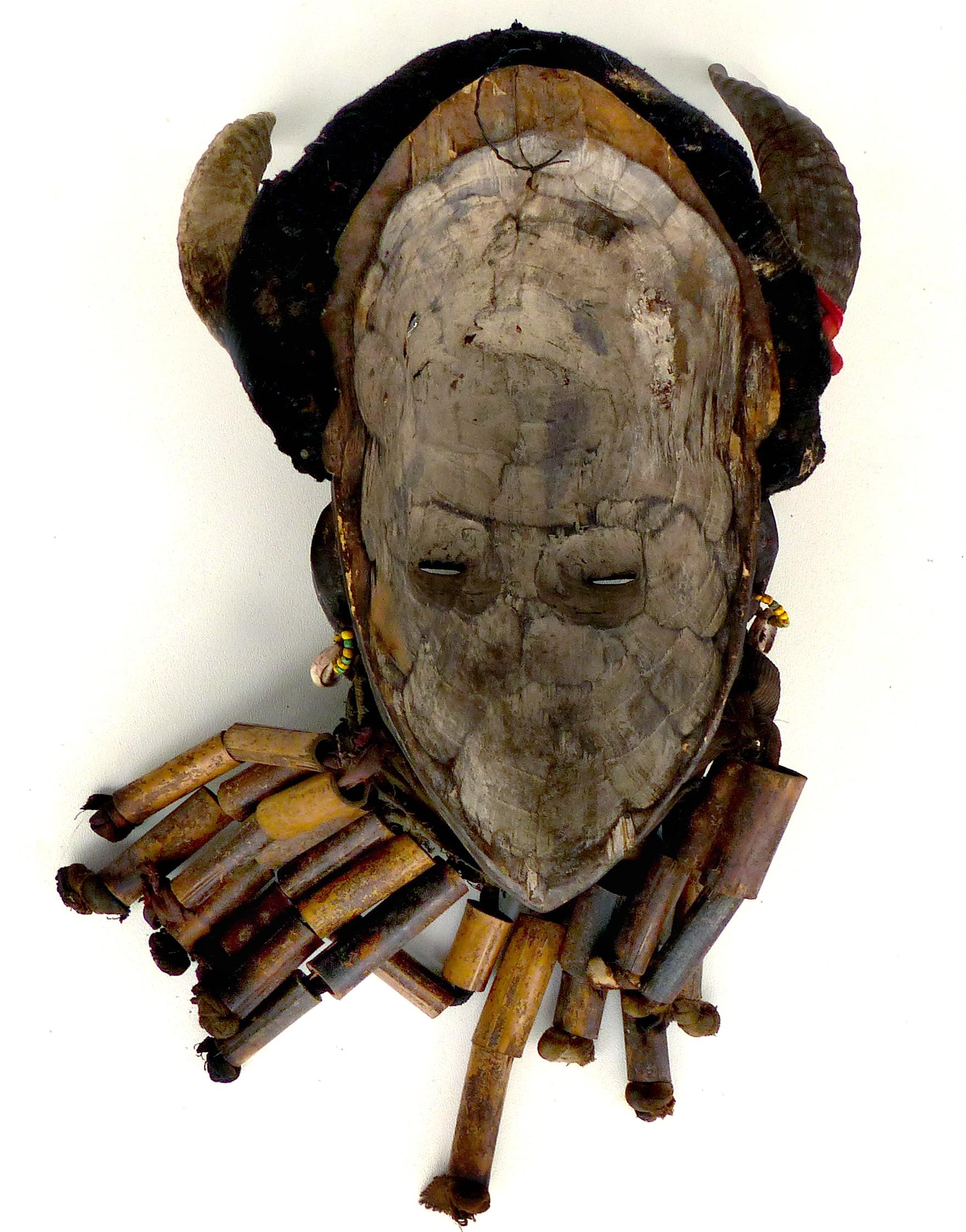 Cameroonian Bamileke Horned Tribal Mask from Cameroon, Africa