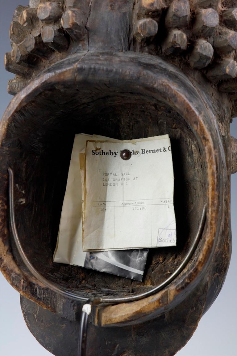 Tribal Bamileke Mask With Attached Original Sotheby's Receipt from 1979, Cameroon For Sale
