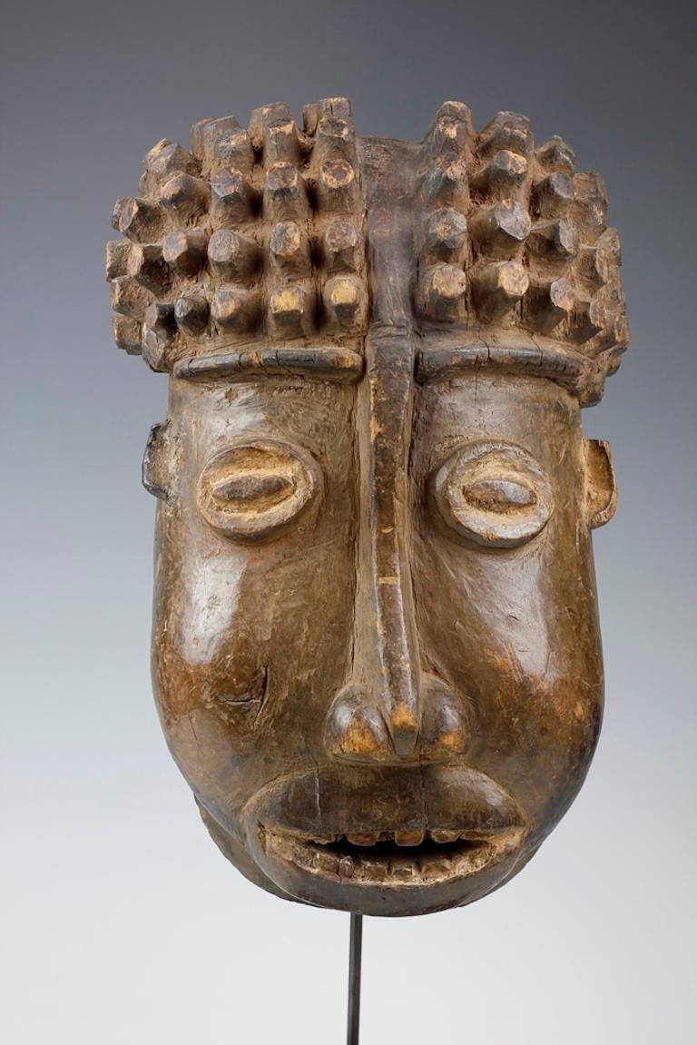 Hand-Carved Bamileke Mask With Attached Original Sotheby's Receipt from 1979, Cameroon For Sale