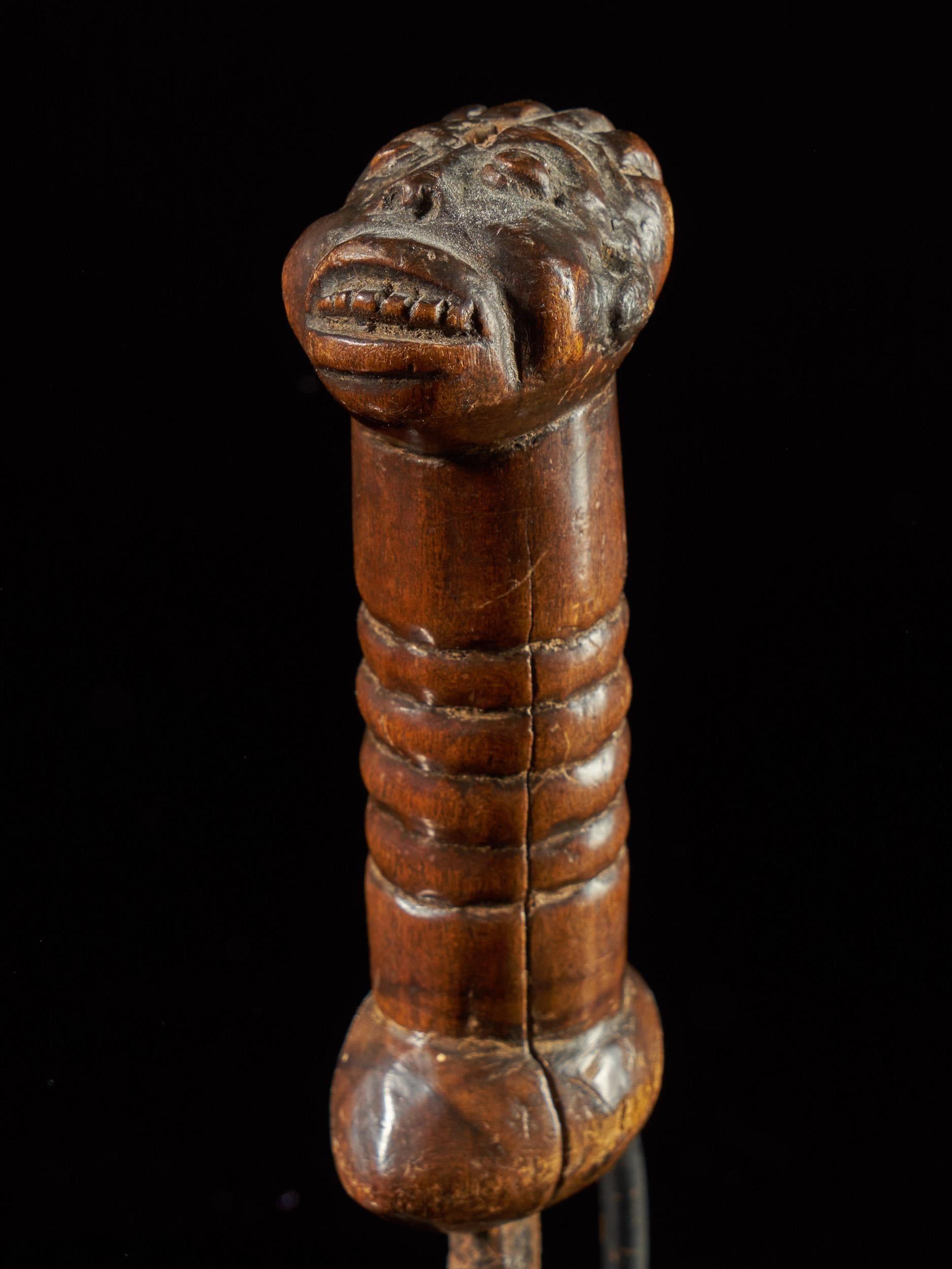 Cameroonian Bamileke People, Cameroon, Forged Knife with Carved Wooden Head