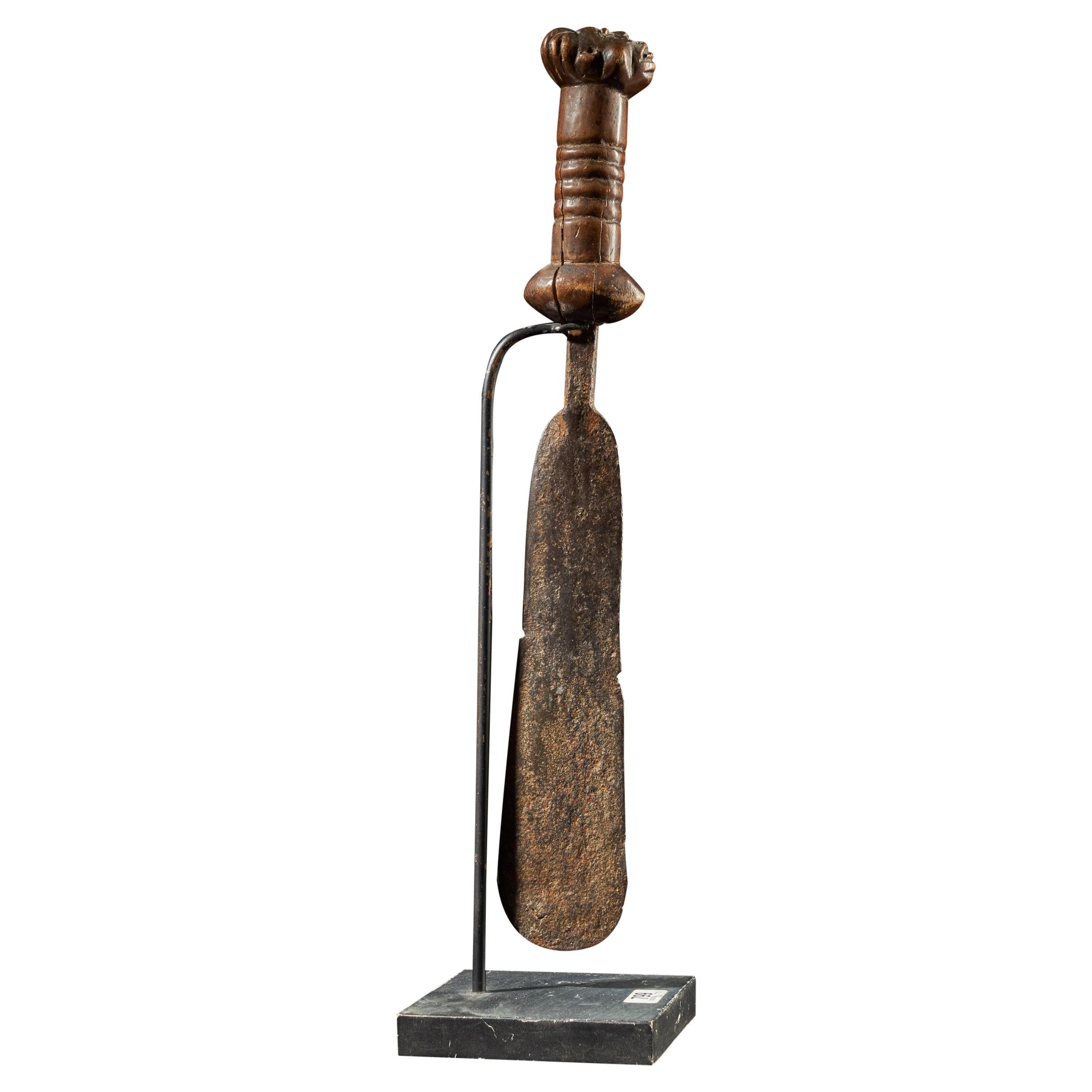 Bamileke People, Cameroon, Forged Knife with Carved Wooden Head