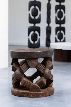 Bamileke Stool in Wood and Old Brown Patina