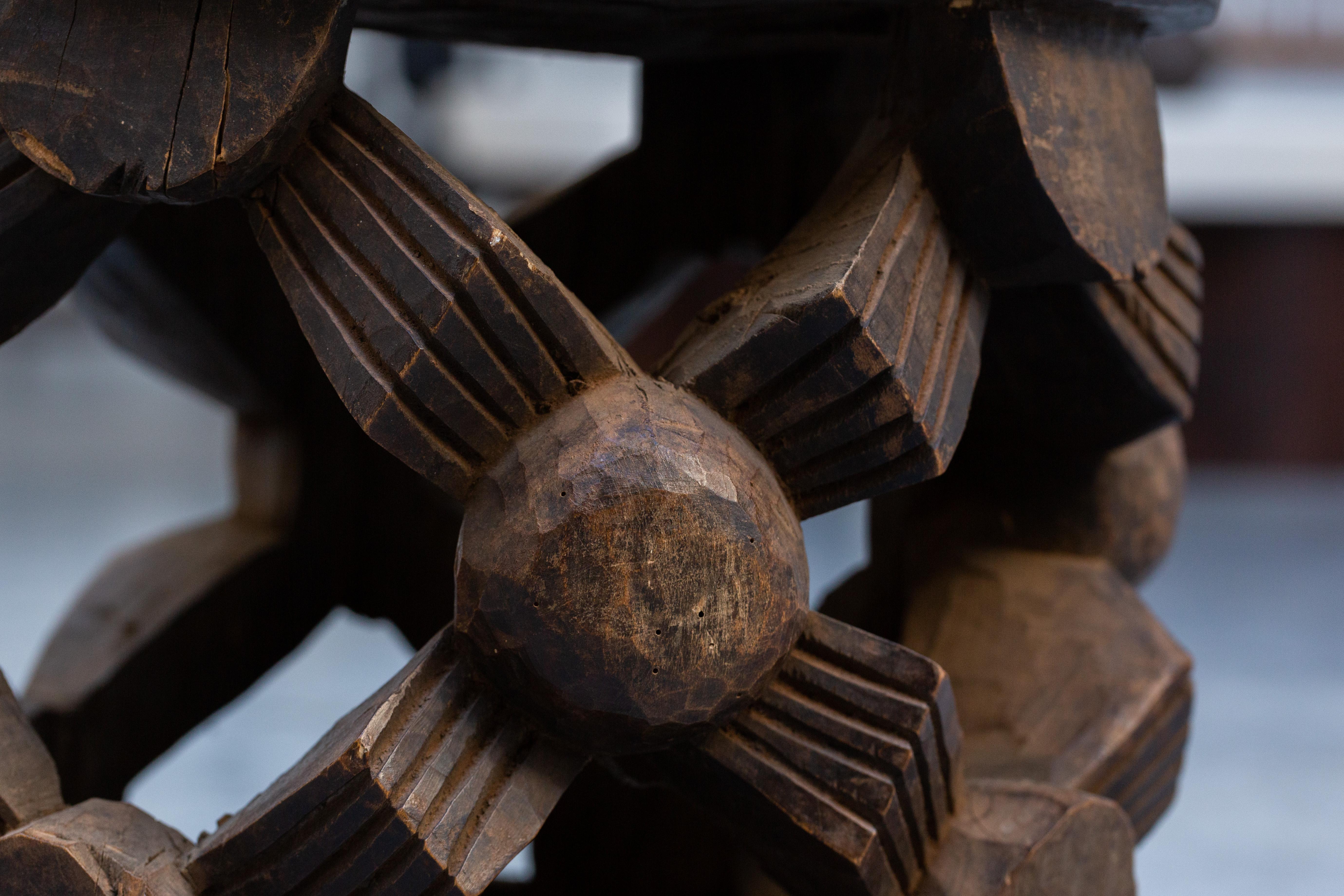 Cameroonian Bamileke Stool in Wood and Old Brown Patina For Sale