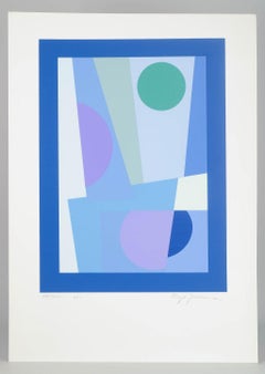 Bamse Kragh-Jacobsen. Serigraph on paper. Geometric abstract work. 1982