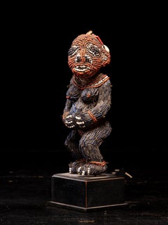 Bamum Decorative Wooden Ancestor Figure embroidered with European Glass Beads