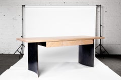 Ban Curved Steel and Maple Wood Desk by Autonomous Furniture