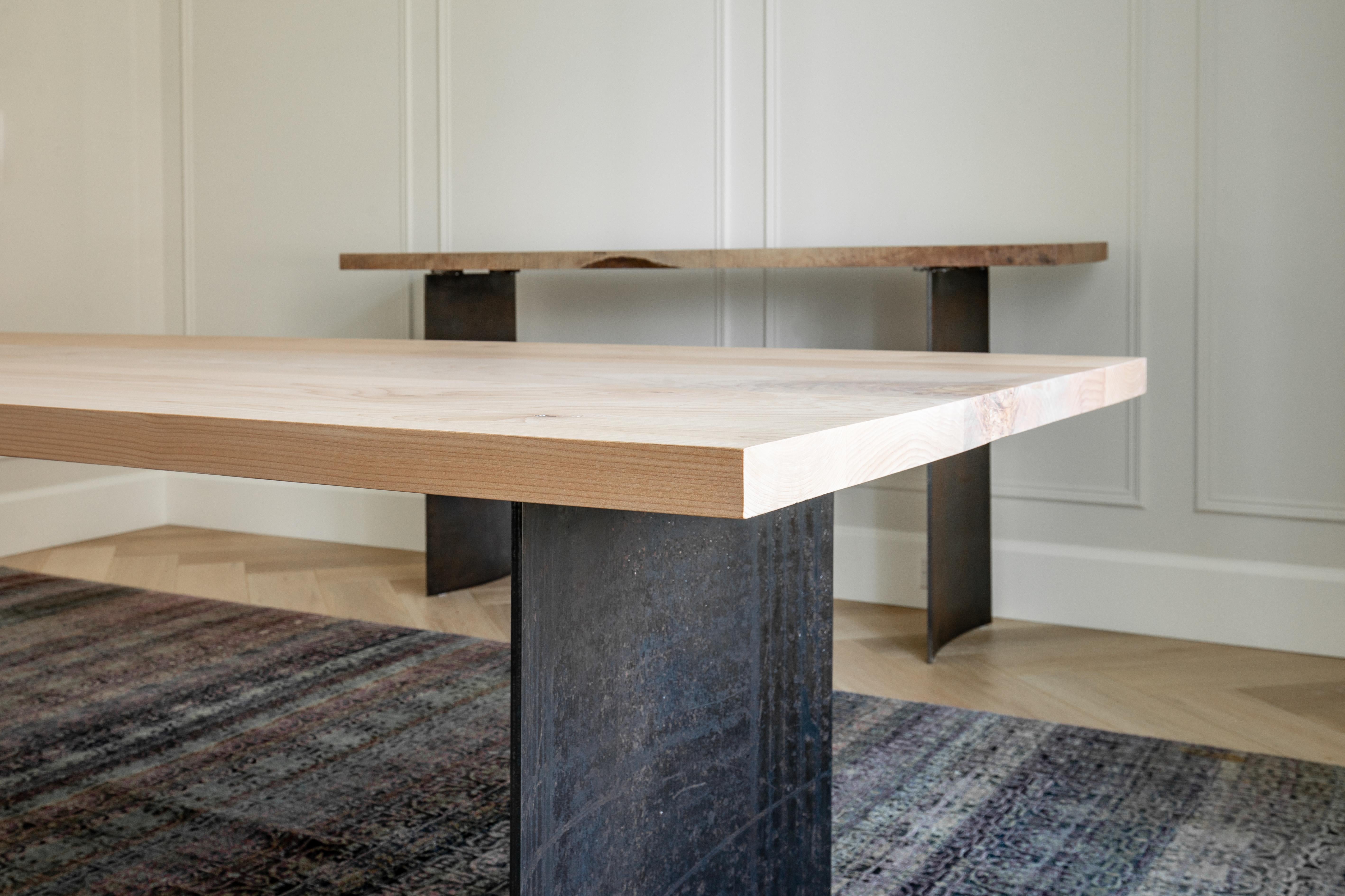 Ban Walnut & Curved Steel Dining Table by Autonomous Furniture For Sale 6