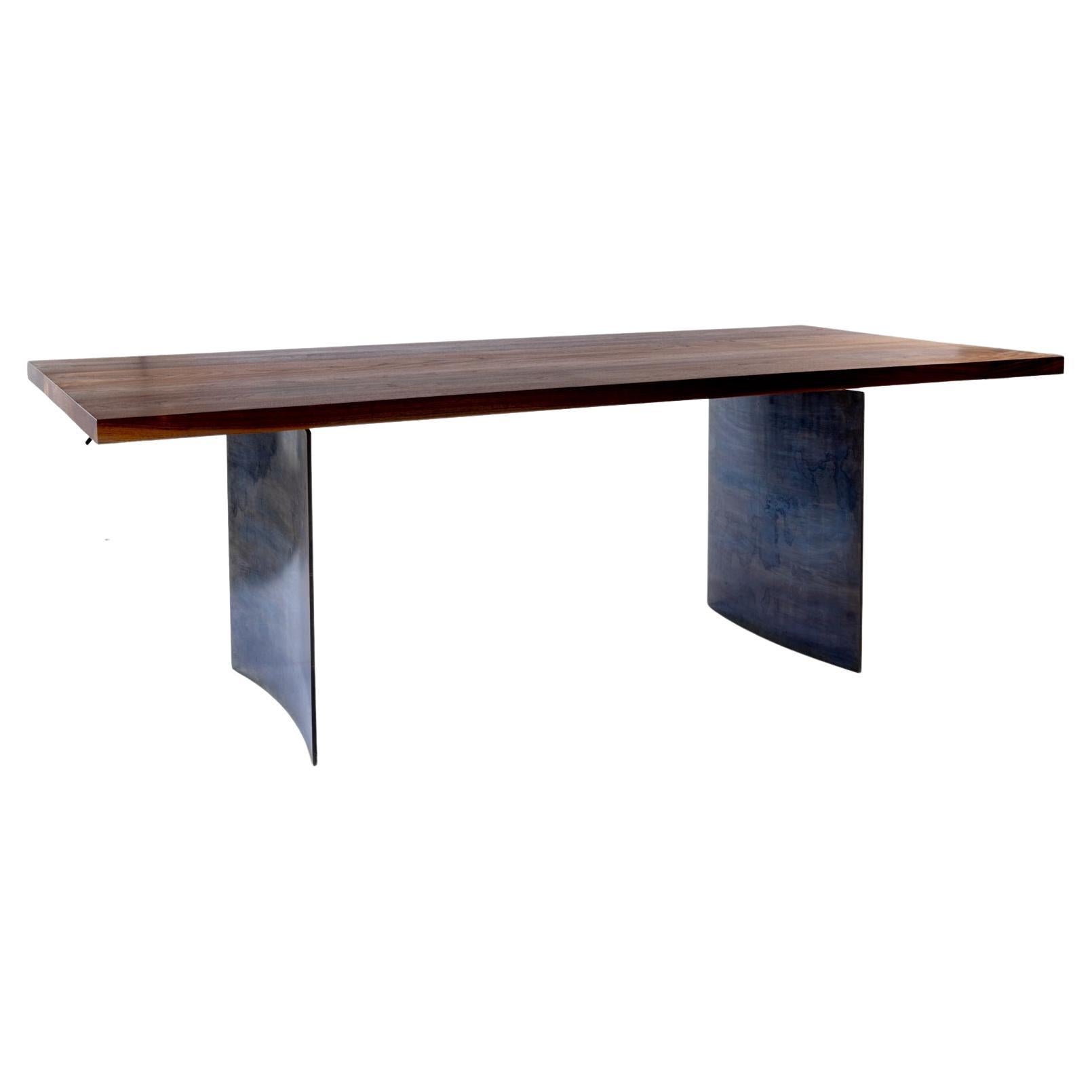 Ban Walnut & Steel Dining Table by Autonomous Furniture For Sale