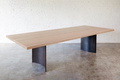 Ban White Oak & Curved Steel Dining Table by Autonomous Furniture