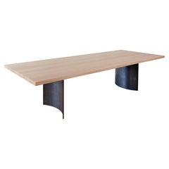 Ban White Oak & Curved Steel Dining Table by Autonomous Furniture