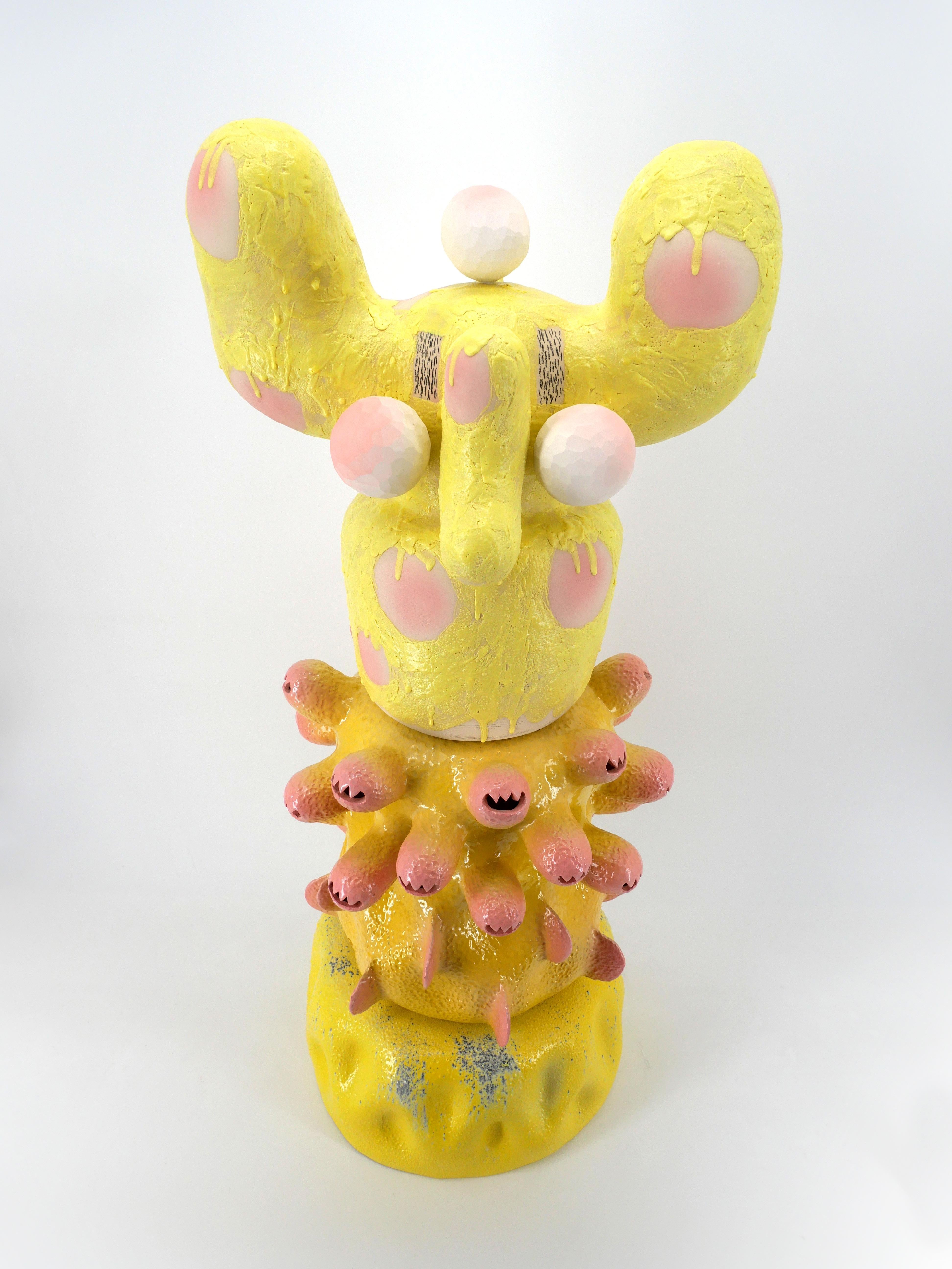 French 'Banana Eats You' Playful Monster Ceramic Decorative Sculpture by Kartini Thomas For Sale
