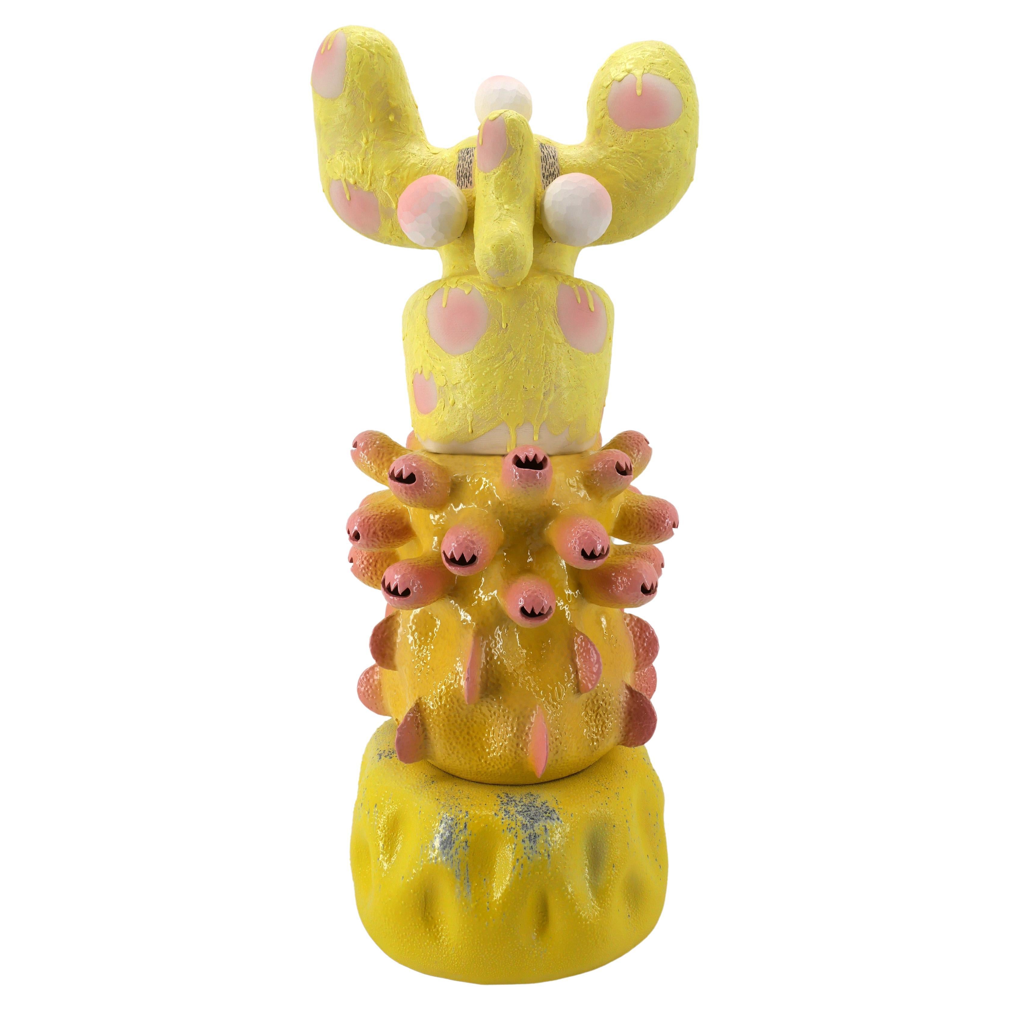 'Banana Eats You' Playful Monster Ceramic Decorative Sculpture by Kartini Thomas For Sale