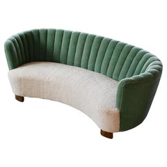 Bananenförmiges geschwungenes Sofa „Banana“ mit neu restauriertem Sitz, Dänemark 1940er Jahre