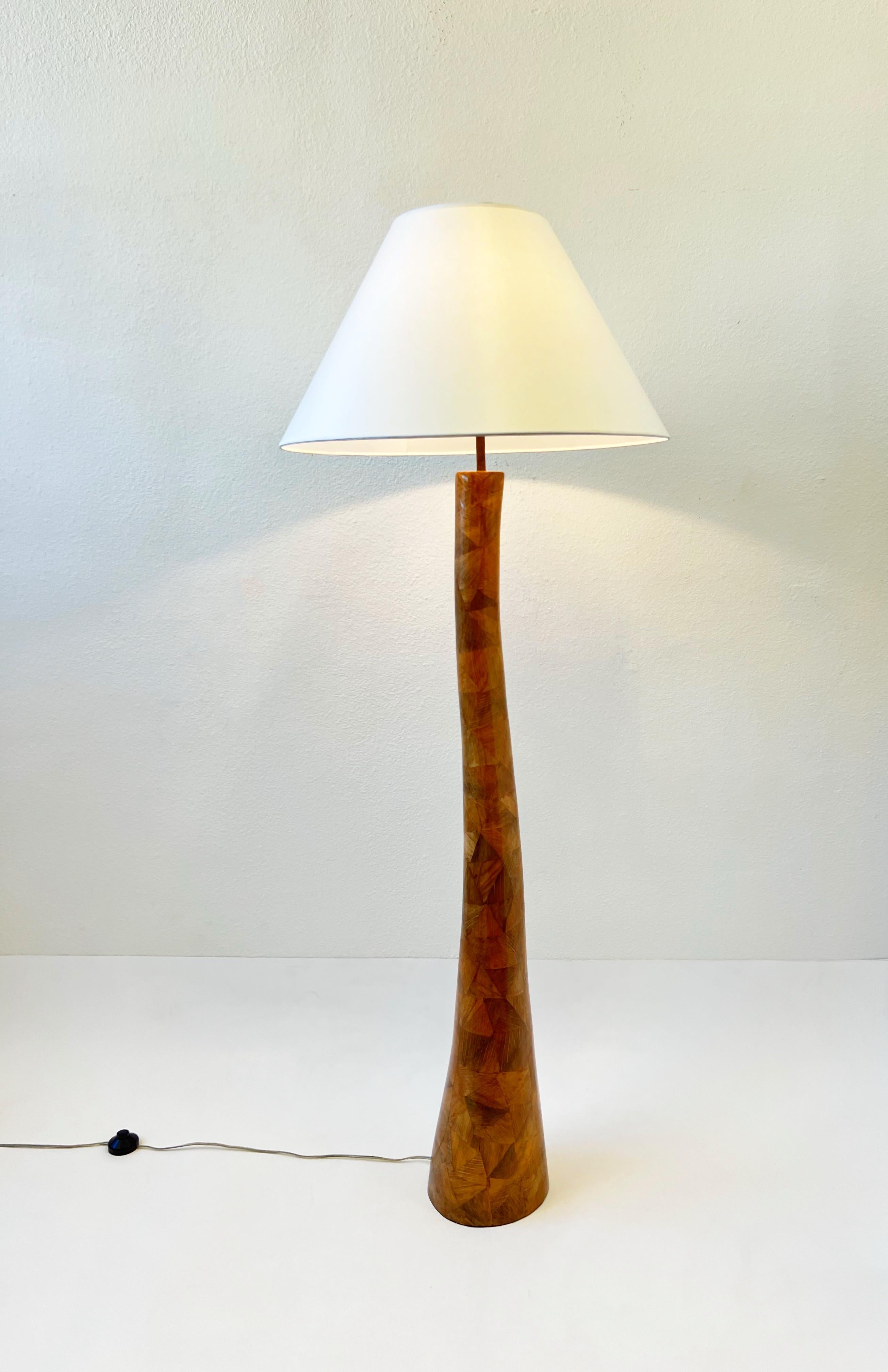 American  Banana Palm Skin Lacquered Floor Lamp 