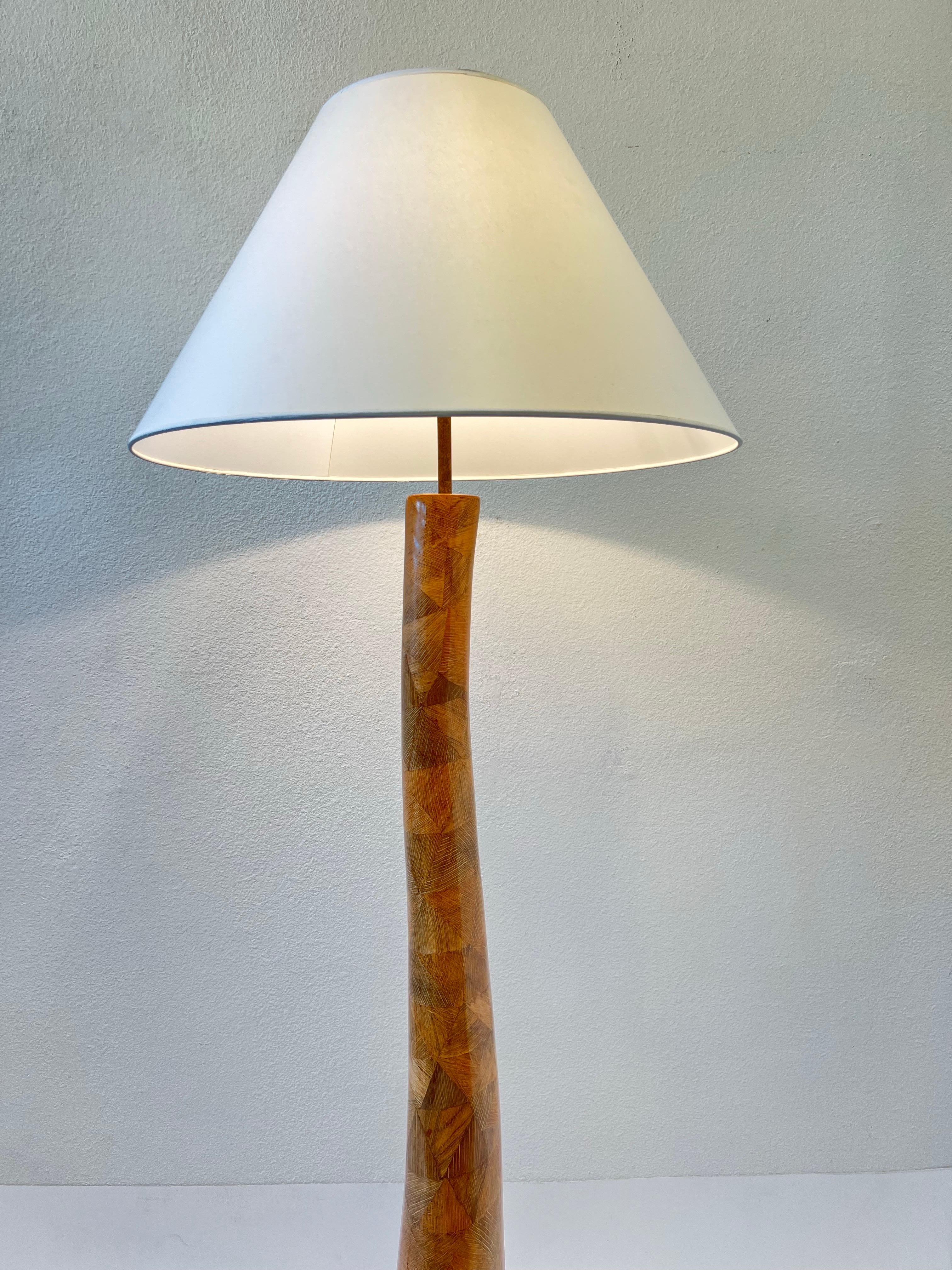 Polished  Banana Palm Skin Lacquered Floor Lamp 