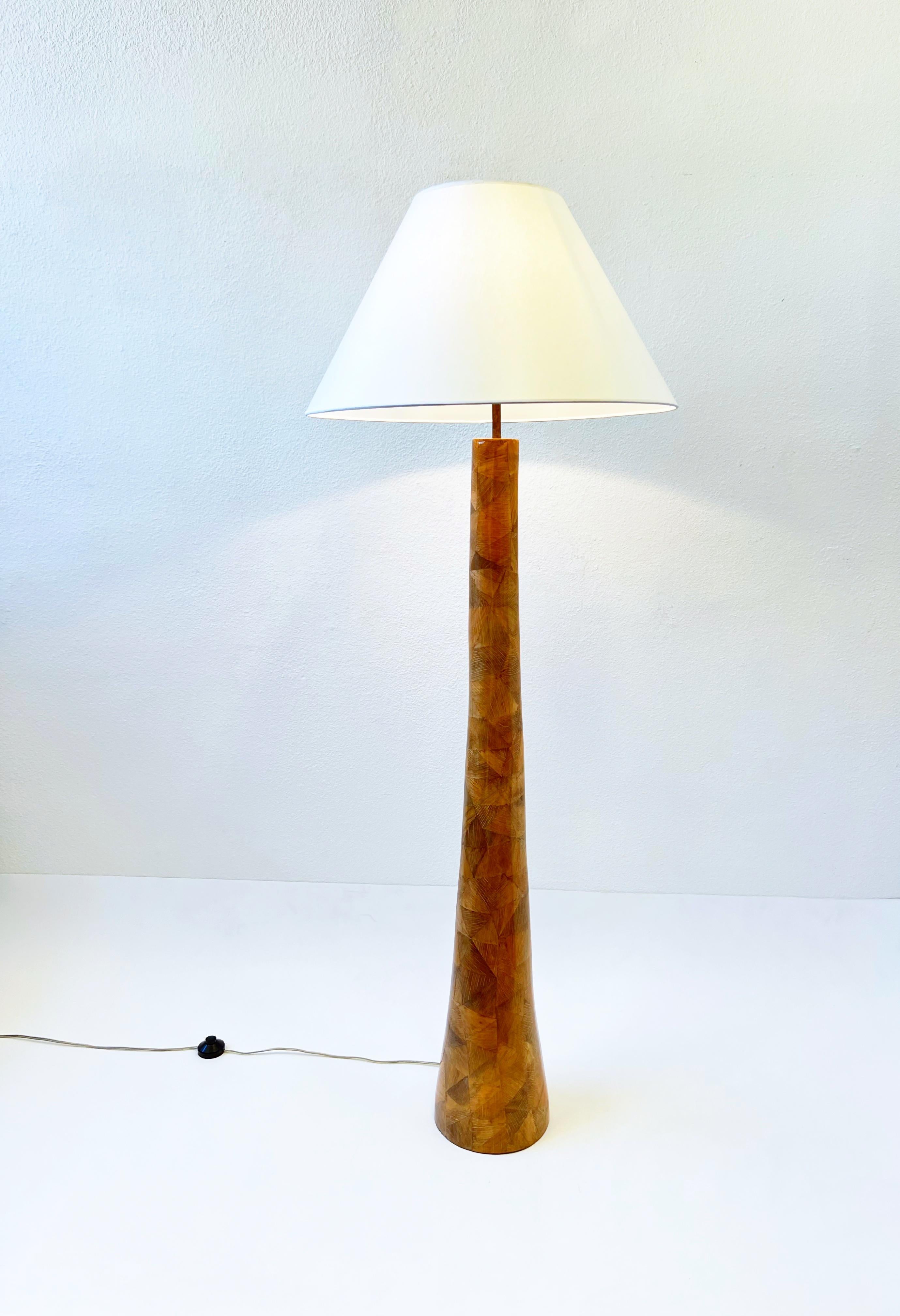 Late 20th Century  Banana Palm Skin Lacquered Floor Lamp 