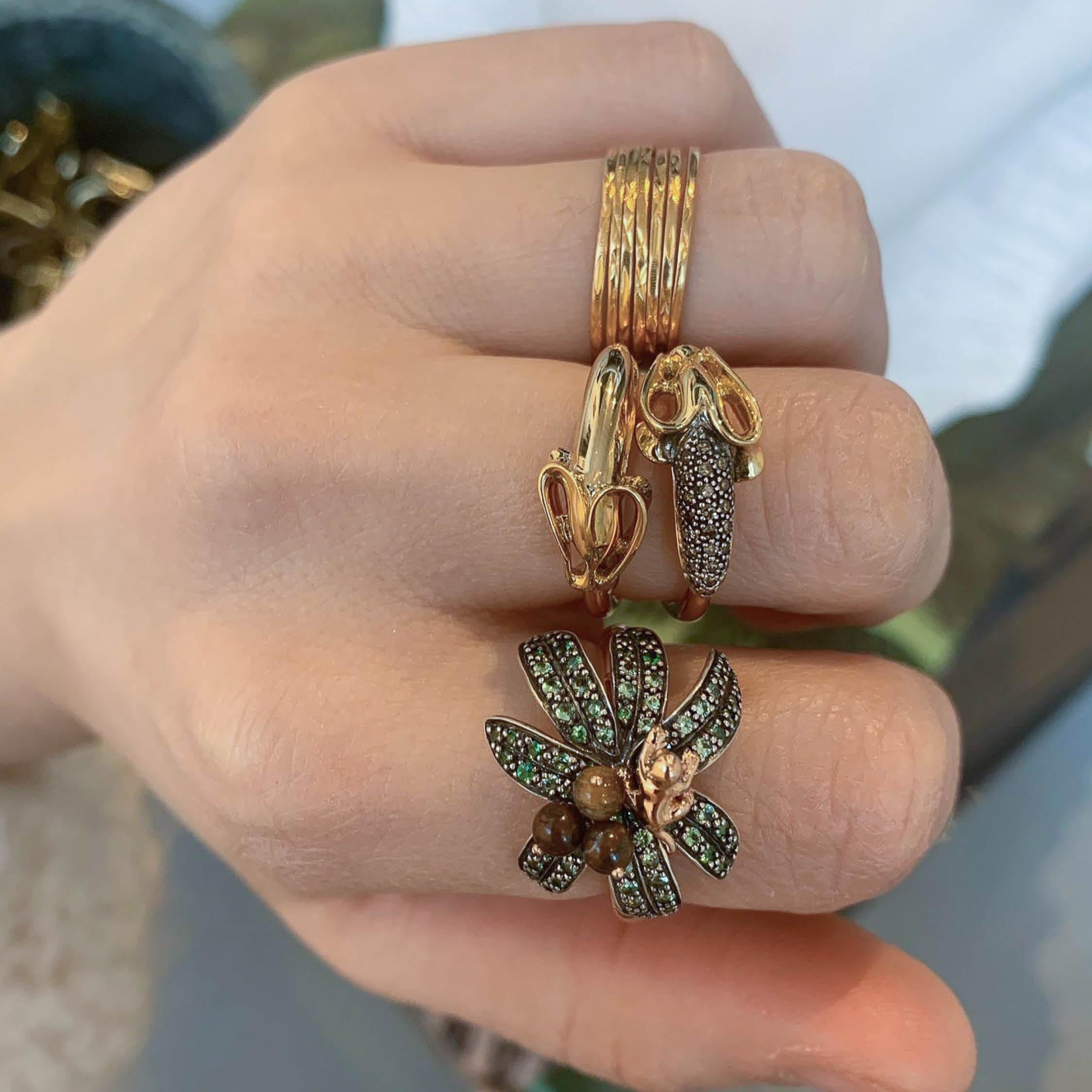 Goldring mit Bananen Damen im Angebot