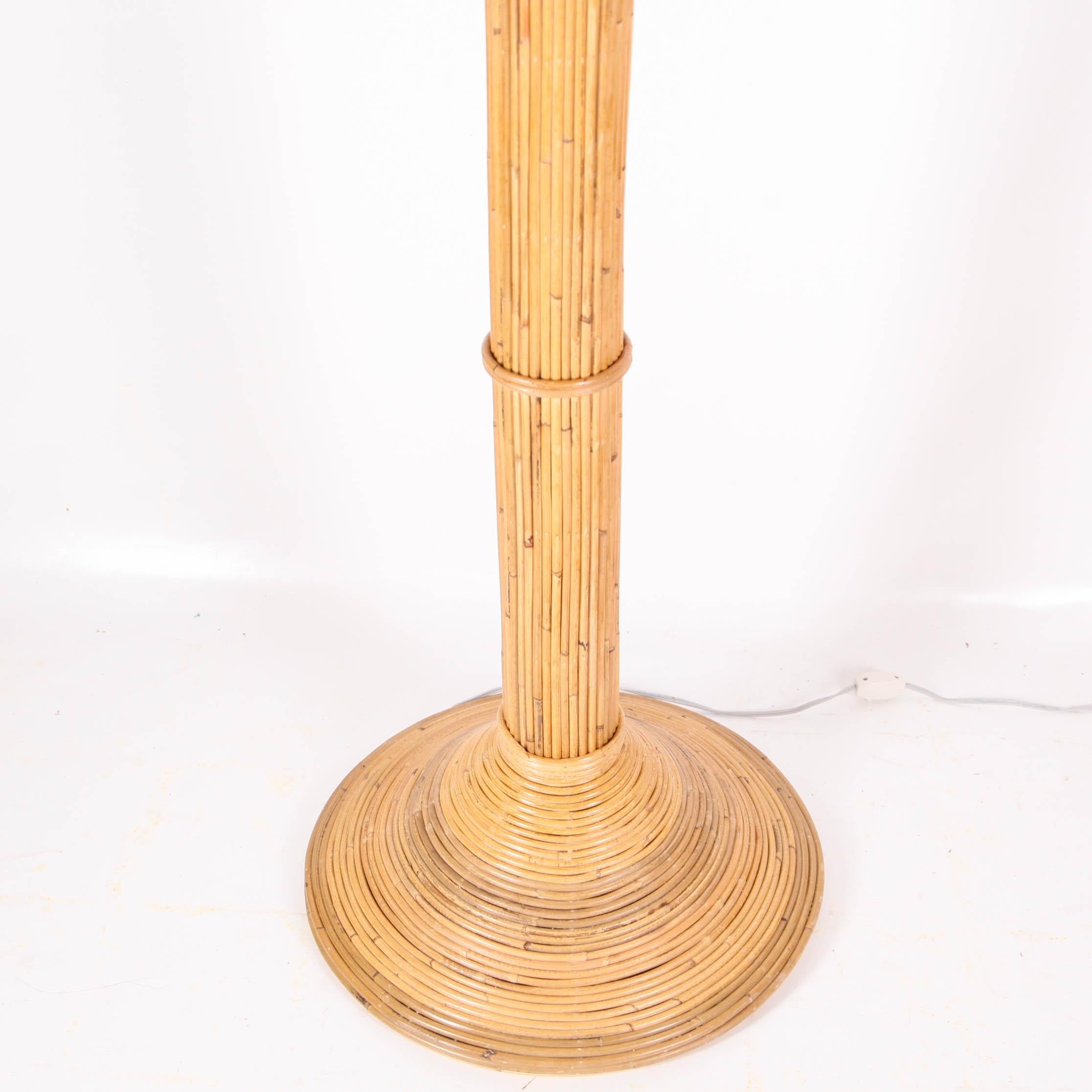French Banana Tree Floor Lamp in Natural Rattan For Sale