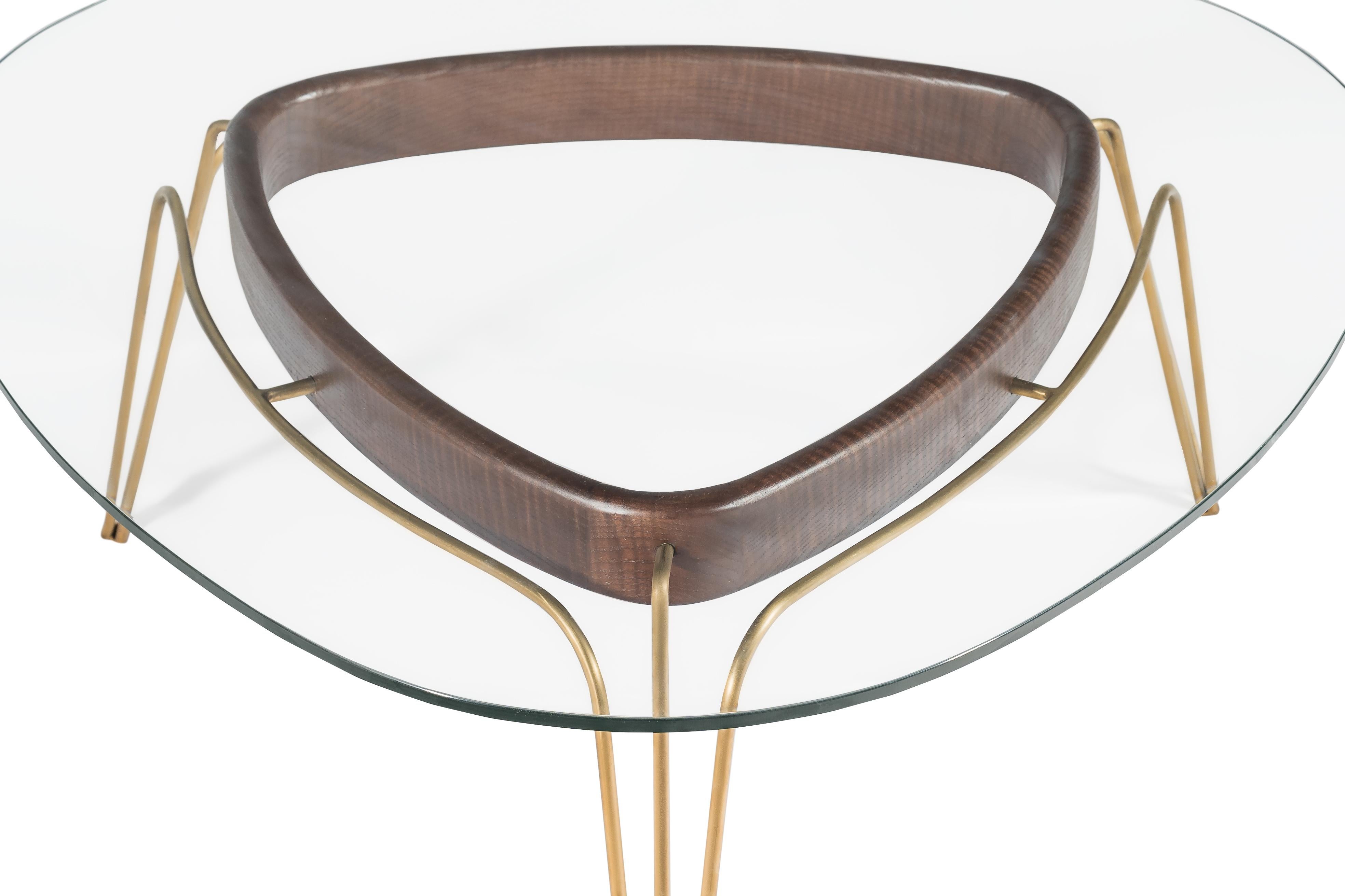 European Banano Occasional Table M, Walnut Frame, Glass Top, Designed by Nigel Coates
