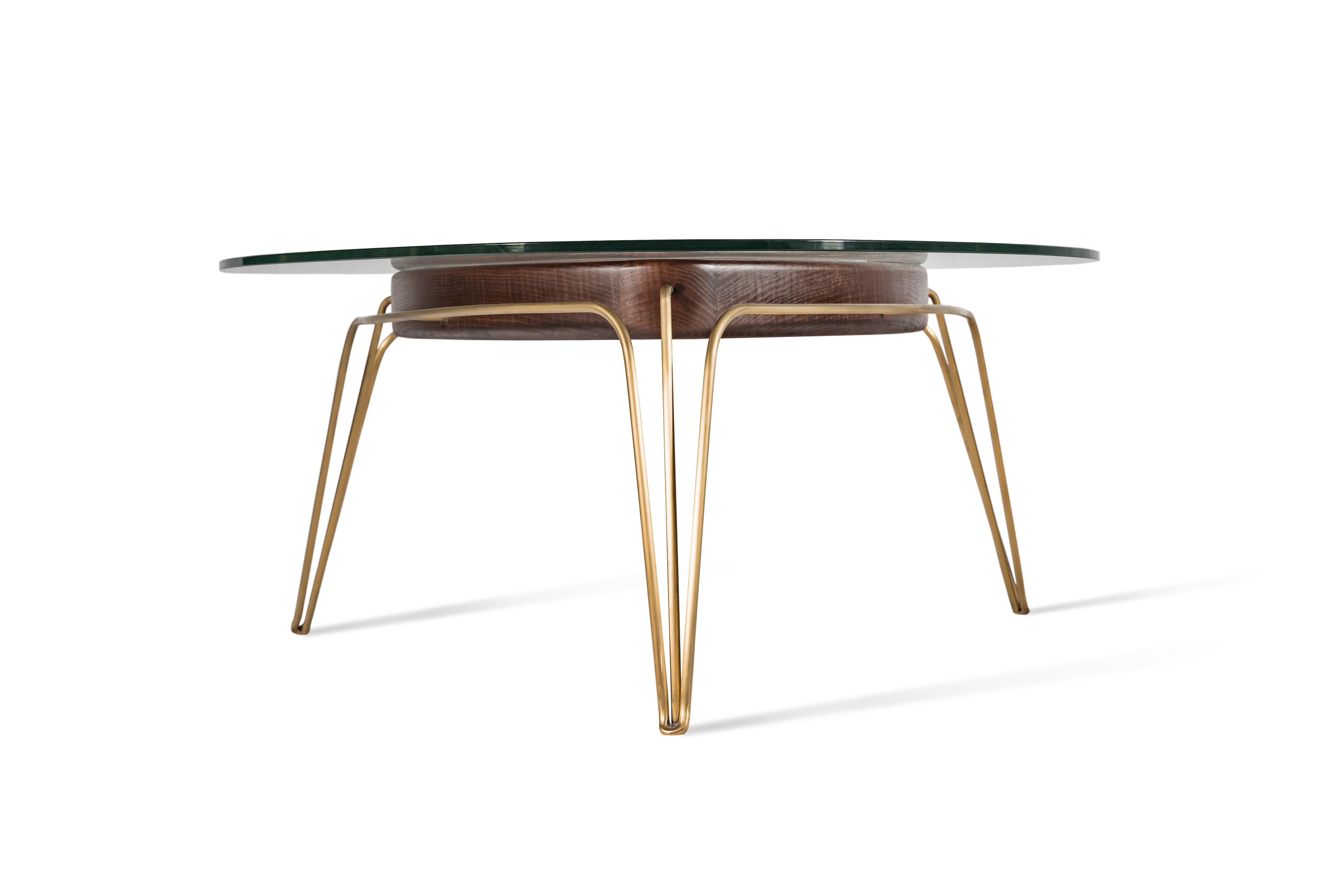 Banano Occasional Table M, Walnut Frame, Glass Top, Designed by Nigel Coates In New Condition In London, GB