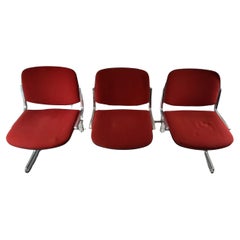 Banc Rouge 3 places de Giancarlo Piretti par Anomina Castelli Italien 1970 Vintage