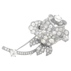 Bancelin Paris Antique 11.63 Ct Diamond Flower Brooch
