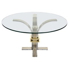 Banci and Firenze Midcentury Gilded Brass and Chromed Italian Dining Table 1970s
