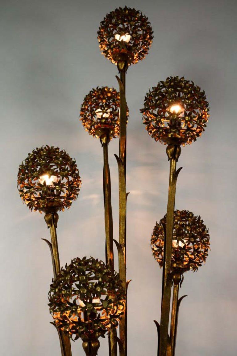Italian Banci Firence Floor Lamp Florentine Goldleaf, Italy, 1950s-1960s For Sale