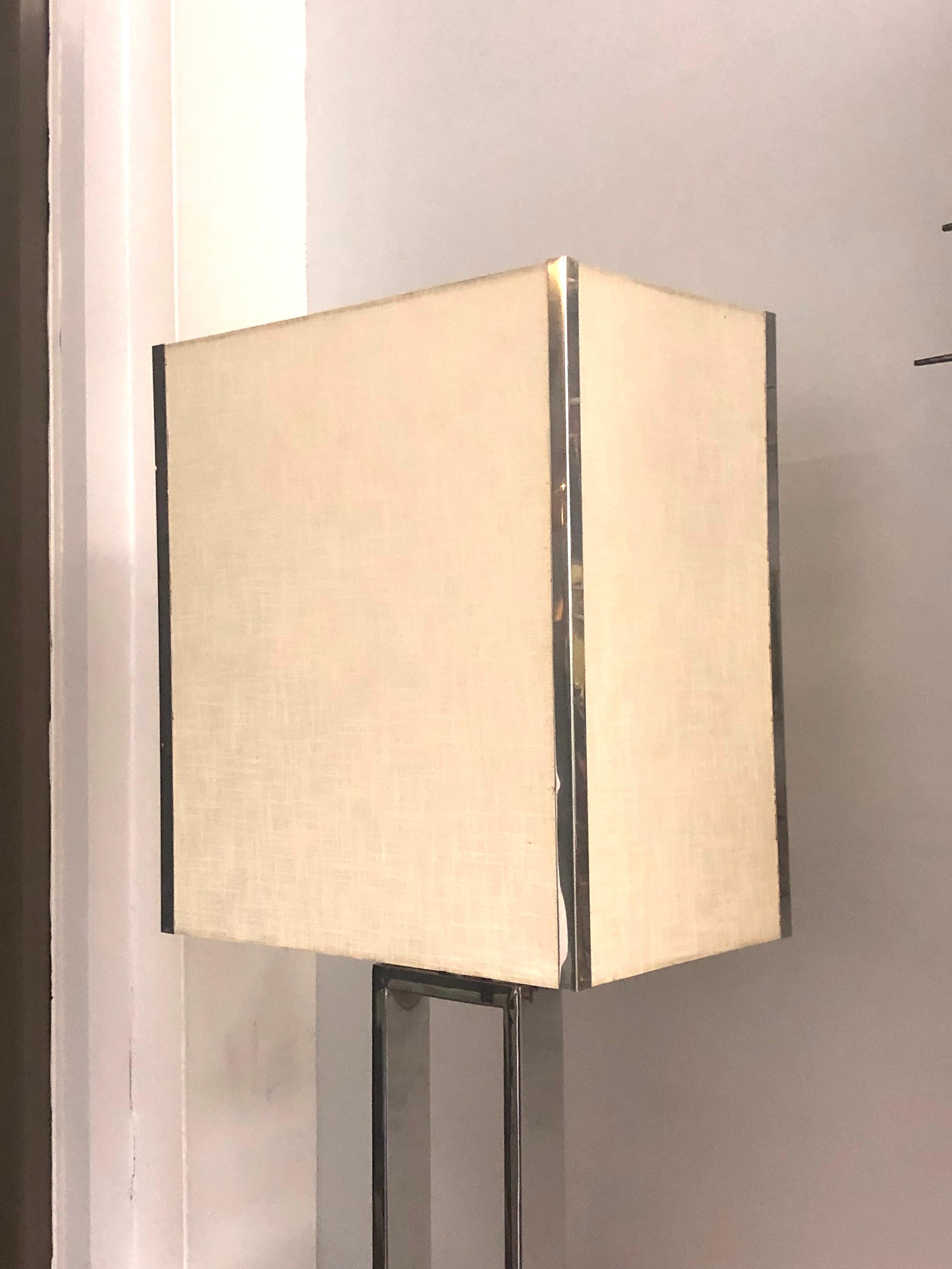 Banci Firence, Paar italienische geometrische Tischlampen aus Marmor und Chrom im Angebot 5