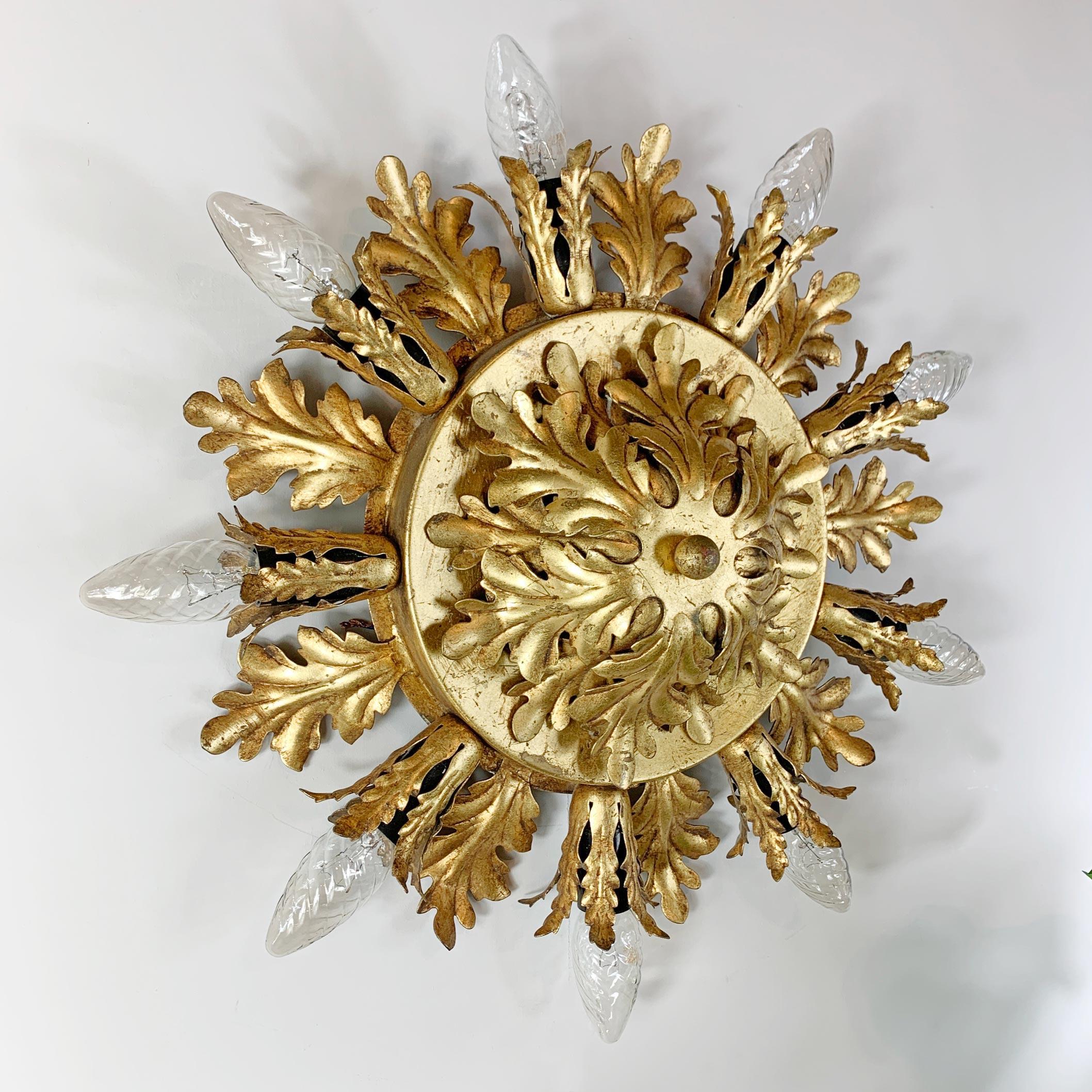 Banci Firenze 1950s Gold Flush Light In Good Condition For Sale In Hastings, GB