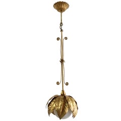 Banci Firenze, 1950s Gilt Globe Pendant Light